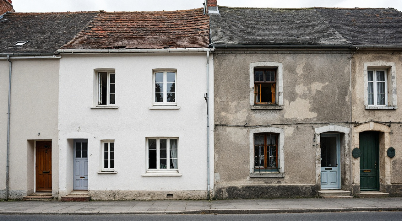 Deux façades voisines dans des états très différents